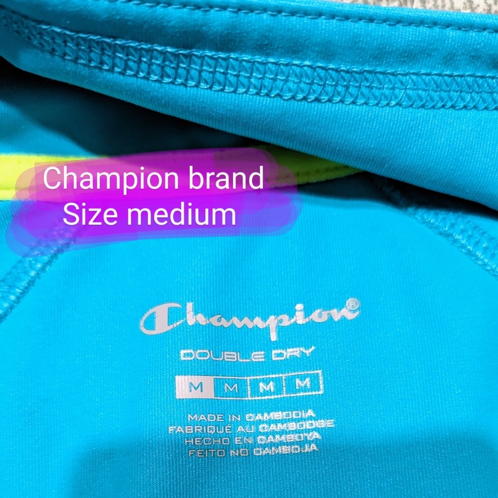 Champion Blue Teal/Turquoise Full Zip Mock Neck Running Jacket Size Medium GUC - Picture 4 of 12